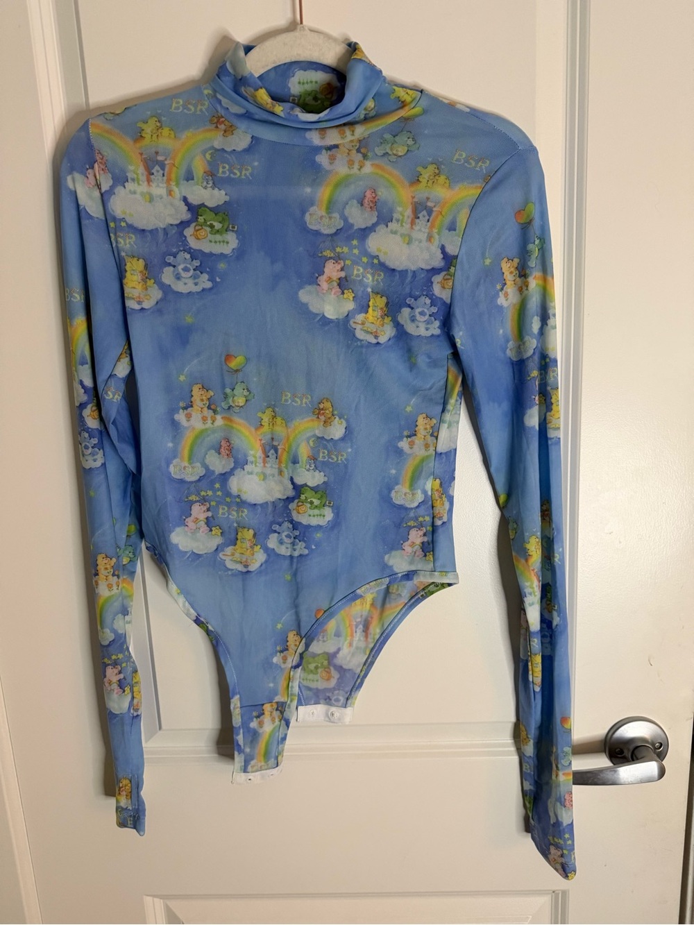 Dolls Kill Blue Care Bears Print Long Sleeve Bodysuit